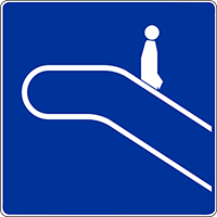 znak D-35a: schody ruchome w dół